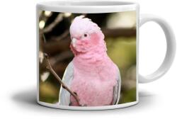  Fehér kerámia bögre 330ml képpel - rózsaszín kakadu (HRNEK-90X82-BILY-391)