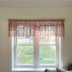  Makramé függöny rövid 55x110cm Jackfru ablak fali dekoráció (B0D9LYH75M)