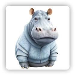  65x65mm négyzetes mágnes - víziló pulóverben (MAGNET-65X65-CTVEREC-17)