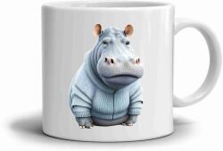  Fehér kerámia bögre 330ml képpel - víziló pulóverben (HRNEK-90X82-BILY-319)