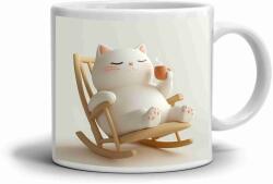  Fehér kerámia bögre 330ml képpel - macska kényelme (HRNEK-90X82-BILY-172)