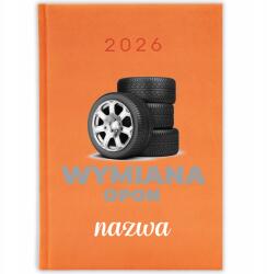 FunnyCase Könyvnaptár 2026 Gumiabroncs Csere *név* Narancssárga Ajándék Minták (Kalendarz Pomarańczowy WYMIANA OPON *IMIĘ*)