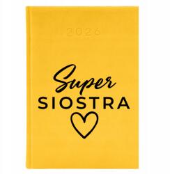 FunnyCase Naptár 2026 A5 Sárga tervező határidőnapló Ajándék Nővérnek Szuper Nővér (Kalendarz 26 Super Siostra Żółty)