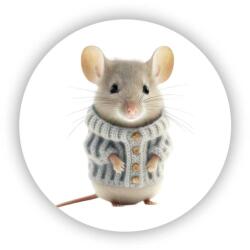  65x65mm-es kör alakú mágnes - egér pulóverben (MAGNET-65X65-KRUH-23)