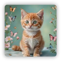  65x65mm négyzetes mágnes - cica a pillangókertben (MAGNET-65X65-CTVEREC-11)