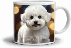  Fehér kerámia bögre 330ml képpel - puha bichon (HRNEK-90X82-BILY-216)