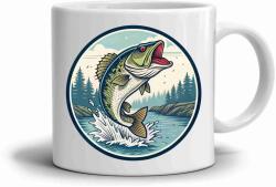  Fehér bádog bögre 380ml képpel - csuka 4 (HRNEK-90X82-BILY-67)