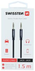  Audiokábel Swissten textil JACK - JACK 1, 5 m - fekete (73501101)