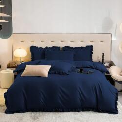 Xzhome Ágynemű garnitúra fodros 160x200 sötétkék Elegáns Prémium Hálószoba (PO-KL-1-27D)