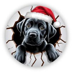  65x65mm-es kör alakú mágnes - karácsonyi kiskutya (MAGNET-65X65-KRUH-4)