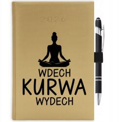  Naptár 2026 Arany Ajándék Vicces Belégzés Ku&wa Fogantyú Radír Toll (KALENDARZ A5 2026 TERMINARZ WDECH KU&WA)
