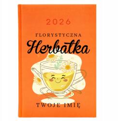  Naptár, A5 2026, narancssárga, kb. 320 oldal, piros szalag (Kalendarz Pomarańcz Florystyczna Herbatka)