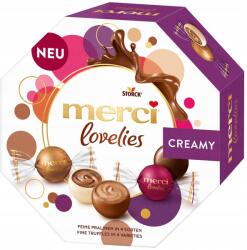 merci lovelies Creamy (lila csomagolás) praliné 185g, Németország (01.04. 26)o (4014400933079)