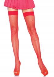 Scala Nylon Fishnet Thigh Highs Red (Wysokie kabaretki do ud)