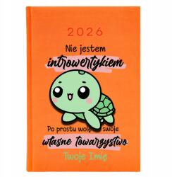  Márkanév nélküli Naptár 2026, A5, narancs, tervező, "Nem vagyok introvertált
