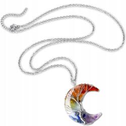  Nyaklánc hold életfa medál amulett ásványok csakra női (Naszyjnik z drzewkiem szczęścia życia księżyc)