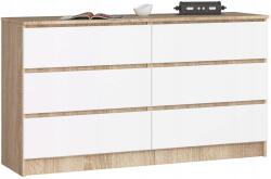 AKORD Komód K140 6DB Clp Sonoma Tölgy Fehér Akd (OP0LK-1DĄBBIA002)