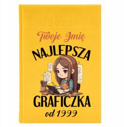 FunnyCase Naptár A5 2026 Sárga Személyre szabott A Legjobb Grafikai *Dátum* (Kalendarz Najlepsza Graficzka Żółty)