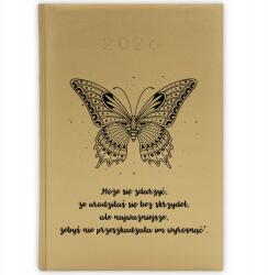  Naptár Arany 2026 A5 Határidőnapló Tervező Motivációs Ajándék Pillangó Minták (KALENDARZ 2026 ZŁOTY MOTYL)