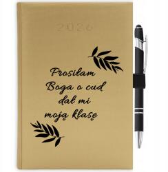  Naptár 2026 Arany A5 Ajándék Pedagógusnapra Csoda Osztály Toll (KALENDARZ A5 2026 TERMINARZ CUD KLASA)