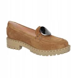 Simen 4410A Barna Velúr Bőr Mokaszin, valódi bőr, 4cm talp, Size 39 (4410A)