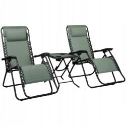 Mirpol 2 db összecsukható kerti napozóágy asztal szett Mirpol Lengyel Cég (DELUX 2+1 ZC)