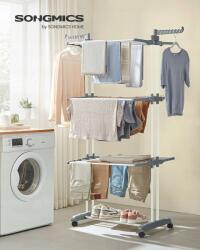 Songmics Ruhaszárító állvány 3 szintes 128 x 172 x 64 cm fehér (LLR701W01V1) Ruhaszárító