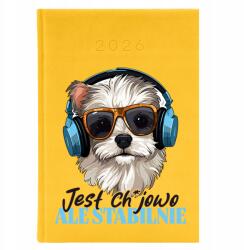 FunnyCase Naptár A5 2026 Sárga Határidőnapló Vicces Munkahelyi Ch*jowo De Stabil (Kalendarz 2026 Żółty Ch*jowo Ale Stabilnie)