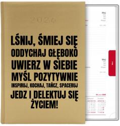 FunnyCase Naptár Arany Könyv Határidőnapló A5 2026 Tervező Szöveg Önfejlesztés MIX Wz (Kalendarz TEKST SAMOROZWÓJ)