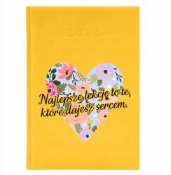 FunnyCase Naptár A5 2026 Sárga Tervező Ajándék Pedagógusnapra Szívvel-lélekkel (Kalendarz Żółty Lekcje Z Sercem)