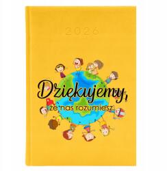FunnyCase Naptár A5 2026 Sárga Pedagógusnapra Köszönjük, hogy megértesz minket (Kalendarz Żółty Dziękujemy, Że Nas Rozumiesz)