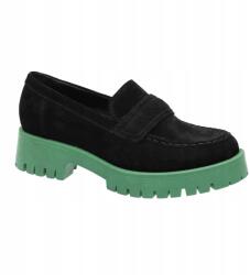 Simen 5547A fekete velúr bőr mokaszin, Size 36 (5547A)