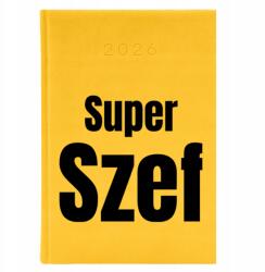  Könyvnaptár A5 2026 Sárga Ajándék Határidőnapló Szuper Főnök Minták (Kalendarz 2026 Żółty Super Szef)