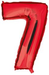  Balon folie cifra rosu metalizat, inaltime 35 cm, pentru aniversare Model 7 (BALONR7)