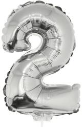  Balon cifra folie argintie, inaltime 41 cm, metalizat Model 2 (84773)