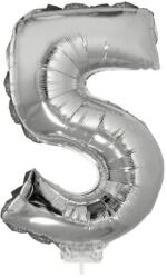 Balon cifra folie argintie, inaltime 41 cm, metalizat Model 5 (84779)