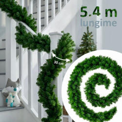ProCart Ghirlanda decorativa Luxury Pine din crengi de brad artificial, lungime 5.4 m, ace 3D, decor Craciun (NR-110)