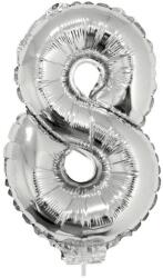  Balon cifra folie argintie, inaltime 41 cm, metalizat Model 8 (84785)