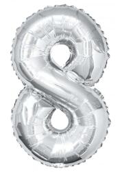  Balon folie cifra, model gigant, culoare argintiu, inaltime 74 cm Model 8 (BALONC8)