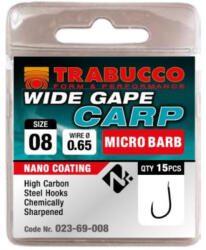 Trabucco Wide Gape Carp mikro szakállas horog, méret: 10 (023-69-010)