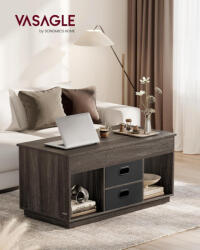 VASAGLE Modern Állítható Magasságú Dohányzóasztal Kőris Barna Tárolórekeszekkel (EUZ-LCT210K02V1) - platinashop