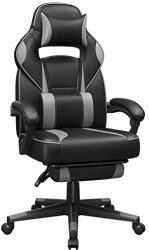 SONGMICS Állítható irodai szék, forgószék teleszkópos lábtámlával, fekete és szürke (OBG073B03)