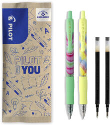 Pilot Flow pack 2 rollere cu gel Pilot G2 Flow galben si verde 0.7 mm + 2 rezerve negre (PFLW464518)