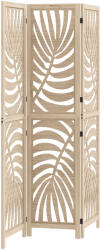 HomCom Paravan Interior cu 3 Panouri Pliabil și Separabil din Lemn, Design cu Frunze, 120x170 cm, Culoare Lemn Natural