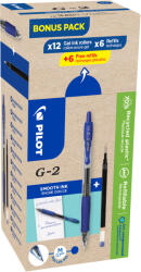 Pilot Set 12 rollere cu gel Pilot G2 albastru 0.7 mm si 12 rezerve (PWLT556183) - roua