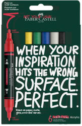 Faber-Castell Blister 6 markere acrilice multimark culori de baza faber-castell (FC186003)