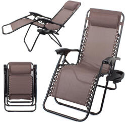  Napozóágy, strandszék, összecsukható kerti nyugágy, barna