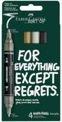 Faber-Castell Blister 4 markere acrilice multimark culori negru-alb-gri-auriu faber-castell (FC186010)