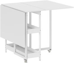 HomCom Összecsukható Asztal 2 Toldattal 4 Személynek, 2 Nyitott Polccal, Fa és Fém, 133, 4x80x75 cm, Fehér