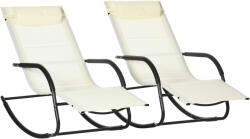  Outsunny Kerti Hintaszék Acélból Karfákkal és Levehető Fejtámlával, 67x144x87 cm, Szürke és Bézs